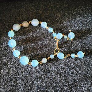 Aqua Chalcedony Green/Blue Gemstone Bracelet
